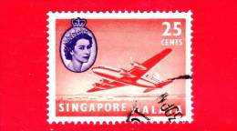 SINGAPORE - Usato - 1955 - Panorami E Regina Elisabetta II - Aereo Argonaut - 25 - Singapour (...-1959)