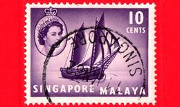 SINGAPORE - Usato - 1955 - Panorami E Regina Elisabetta II - Tonkong  - 10 - Singapore (...-1959)