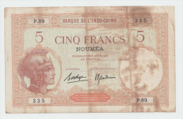 New Caledonia Indo-China Noumea 5 Francs 1926 AVF P 36b 36 B - Nouvelle-Calédonie 1873-1985