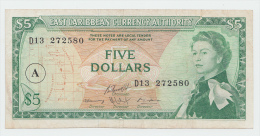 East Caribbean States 5 Dollars 1965 VF Banknote P 14i 14 I (Letter A) - Ostkaribik