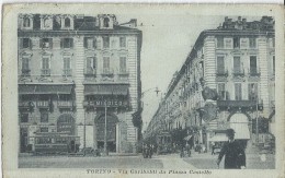 Torino Via Garibaldi Da Piazza Castello  CPA 1918 - Orte & Plätze