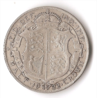 GRANDE - BRETAGNE  1/2 CROWN  1922  ARGENT - K. 1/2 Crown