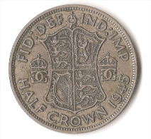 GRANDE - BRETAGNE  1/2 CROWN  1945  ARGENT - K. 1/2 Crown