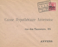 586/21 -  Lettre TP Germania Belgien HERZELE 1916 Vers ANVERS - Censure Des Etapes De GENT Sur Le Timbre - OC26/37 Staging Zone