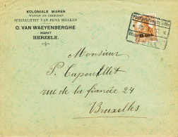 593/21 -  Lettre TP Germania Etapes HERZELE 1917 Vers BXL - Censure Des Etapes De GENT Sur Le Timbre - OC26/37 Etappengebied.