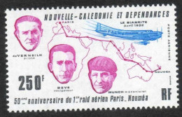 Nouvelle Calédonie : Raid Aérien ParisNouméa : 50ans Du Raid - Portraits De L'équipage Et Tracé Du Raid, Et Avion. - Unused Stamps