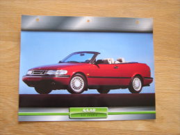 SAAB 900  Cabrio   Fiche Auto Voiture Automobile Cars Format A4 - Auto's