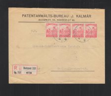 Hungary Registered Cover 1918 Stripe Of 4 - Covers & Documents