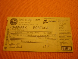 Denmark-Portugal Football Match Ticket Stub 01/09/2006 - Eintrittskarten