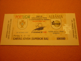 Portugal-Albania Football Match Ticket Stub 07/06/1997 - Eintrittskarten