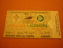 Portugal-Germany Football Match Ticket Stub 14/12/1996 - Eintrittskarten