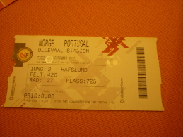 Norway-Portugal Football Match Ticket Stub 2010 - Tickets D'entrée