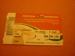Portugal-FYROM Macedonia Football Match Ticket Stub 26/05/2012 - Tickets D'entrée