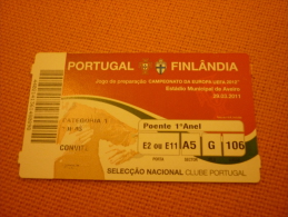 Portugal-Finland Football Match Ticket Stub 29/03/2011 - Eintrittskarten