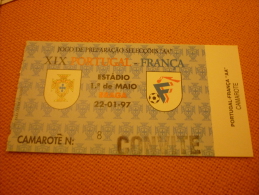 Portugal-France Football Match Ticket Stub 22/01/1997 - Eintrittskarten