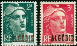 ALGERIA, COLONIA FRANCESE, FRENCH COLONY, 1945-46, MARIANNE DE GANDON, FRANCOBOLLI NUOVI (MLH*), Scott 202,203 - Neufs