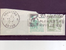 VISIT MAKARSKA RIVIERA-TOURISM-SLOGAN-POSTMARK-MAKARSKA-CROATIA-1984-YUGOSLAVIA - Oblitérés