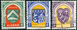 ALGERIA, COLONIA FRANCESE, FRENCH COLONY, 1947, STEMMI, COAT OF ARMS,NUOVI (MLH*) E USATI, Scott 210,212,214, - Neufs