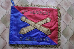 Fanion - 8eme Régiment D'artillerie - Brodé De Fils D'or - Format : 260mm Sur 200mm - Drapeau - Nancy ?? - Flags