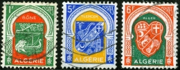 ALGERIA, COLONIA FRANCESE, FRENCH COLONY, 1956, STEMMI, COAT OF ARMS,  FRANCOBOLLI USATI, Scott 274,277,278 - Gebraucht