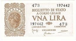 CARTAMONETA - 1 LIRA - ITALIA LAUREATA - DECR. 23 - 11 - 1944 - FDS - BS. 18 - Regno D'Italia – 1 Lira