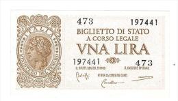 CARTAMONETA - 1 LIRA - ITALIA LAUREATA - DECR. 23 - 11 - 1944 - FDS - BS. 18 - Regno D'Italia – 1 Lire