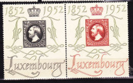 LUXEMBOURG N° 454A CENTENAIRE DU TIMBRE  ET EXPOSITION PHILATELIQUE LA PAIRE SE TENANT NEUF SANS CHARNIERE - Neufs