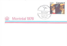 Canada Olympic Games 1976 Montreal Cover; Torch Bearers Stamp, Gymnastic Cancellation - Zomer 1976: Montreal