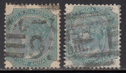 British East India Used 1866, Four  Annas  Shades,  Elephant Wartermark, - 1858-79 Compañia Británica Y Gobierno De La Reina