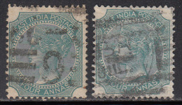 British East India Used 1866, Four  Annas  Shades,  Elephant Wartermark, - 1858-79 Kolonie Van De Kroon
