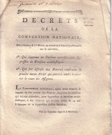 DECRET DE LA CONVENTION NATIONALE QUI SUPPRIME LES PENSIONS ACCORDEES  AUX ECCLESIATIQUES. - Decreti & Leggi
