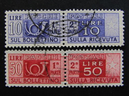 ITALIA Repubblica-1946-51-"Pacch I Postali"  2 Val. Dent. L. 14x13 1/4 US° (descrizione) - Colis-postaux
