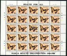 GUYANA Papillons, Butterflies(bloc Surchargé En Noir HEALTH FOR ALL) .Neuf Sans Charniere **. MNH - Schmetterlinge