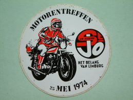 MOTORENTREFFEN 25 Mei 1974 ( 9 Cm. / Het Belang Van Limburg ) Zelfklever / Sticker ( Zie/voir Details Foto ) ! - Andere & Zonder Classificatie