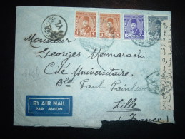 LETTRE PAR AVION POUR LA FRANCE TP 20M + 10M + 1M X2 OBL BLEUE ALEXANDRIA  + CENSURE - Storia Postale