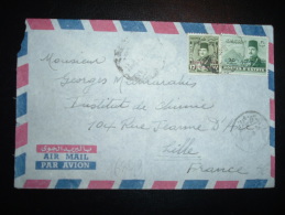 LETTRE PAR AVION POUR LA FRANCE TP 30M + 17M OBL. 18 ? 52  + CENSURE - Storia Postale