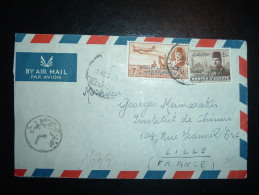 LETTRE PAR AVION POUR LA FRANCE TP 40M + 7M SURCHARGES OBL. 5 NO 52 ALEXANDRIA  + CENSURE - Storia Postale