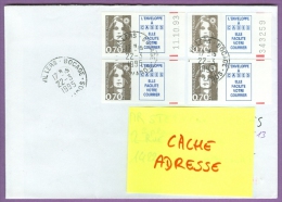Enveloppe Avec Affranchissement Exceptionnel De 4 Tp N° 2824 Avec Vignette - Oblitération Du 22/03/1995 à Villers Bocage - Covers & Documents