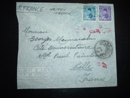 LETTRE PAR AVION (AIR FRANCE) POUR LA FRANCE TP 22M + 10M OBL.BLEUE 25 DE 48 ALEXANDRIA  + CENSURE - Lettres & Documents