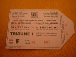 RSC Anderlecht-Omonia Nicosia Football UEFA Champions League Match Ticket Billet 23/10/1985 - Tickets D'entrée