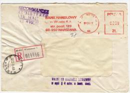 1989 Warszawa - Bank Handlowy 0200 - KONTROLI - EMA Freistempel Meter On Registered Air Mail Cover To Italy - Machines à Affranchir (EMA)