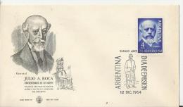 ARGENTINA 1964- FDC CENTENARIO MUERTE GENERAL JULIO A. ROCA -PROMOTOR CAMPAÑA DEL DESIERTO W 1 ST DE 4 PESOS  POSTM B.AI - FDC