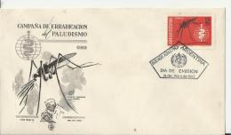 ARGENTINA 1962 - FDC CAMPAÑA ERRIDICACION PALUDISMO - CAMPAIGN OF MALARIA ERRADICATION W 1 ST OF 2 PESOS POSTM B.AIRES A - FDC