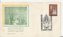 ARGENTINA 1962- FDC 75 AÑOS CORONACION PONTIFICIA DE VIRGEN DE LUJAN (DIS 2) C 1 SELLO  DE 2 PESOS  POSTM B.AIRES MAYO 1 - FDC
