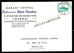 C.O.B. N° 725 Sur Recto De Lettre - Griffe Linéaire  : " BASECLES CARRIERES " - Langstempel