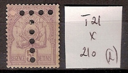 Tunisie Taxe 21 * Côte 210 € ( Barre Du T En Haut )( Rousseur ) - Timbres-taxe