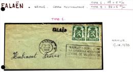 C.O.B. N° 425 X 2 Sur Fragment De Lettre - Griffe Linéaire  : " FALAËN ". - Linear Postmarks