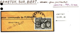 C.O.B. N° 1046 Sur Fragment De Lettre - Griffe Linéaire  : " ERMETON S/ BIERT ". - Griffes Linéaires