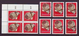 1168t: Österreich 1976, Fossil (Ammonit) 10 Stück **/ O - Fossilien