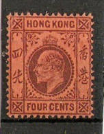 HONG KONG 1903 4c SG64 WATERMARK CROWN CA  LIGHTLY MOUNTED MINT Cat £24 - Nuovi